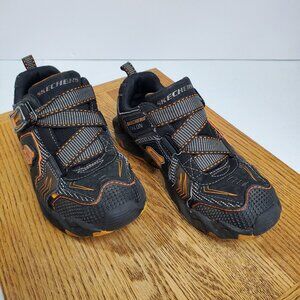 Skechers Shoes Boys Size 2.5 Black Orange Super Z Strap Athletic SKX Destroyer